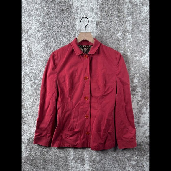 Dolce & Gabbana Jacket EU 34 / US 4 Womens Red Shirt Shacket Satin Leopard Lined - Picture 1 of 7